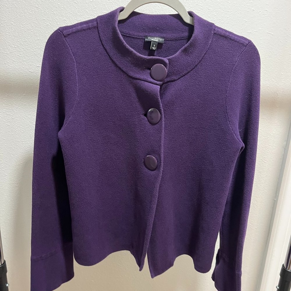 Talbots Purple Women's Long Sleeve Cardigan Sweater Size Small-Preowned